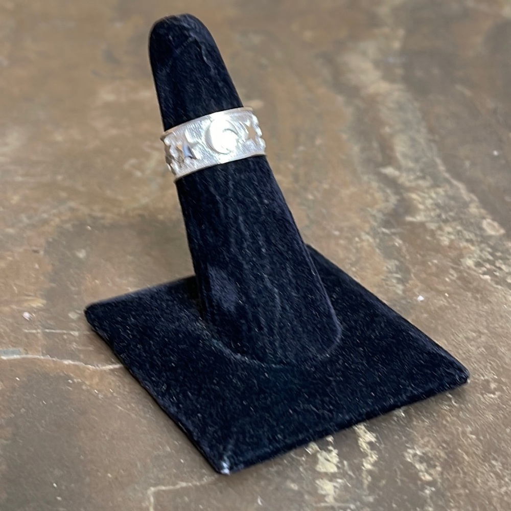 Super Cool Vintage 925 Sterling Silver Celestial Band Ring Sz 5.5 - Picture 7 of 10